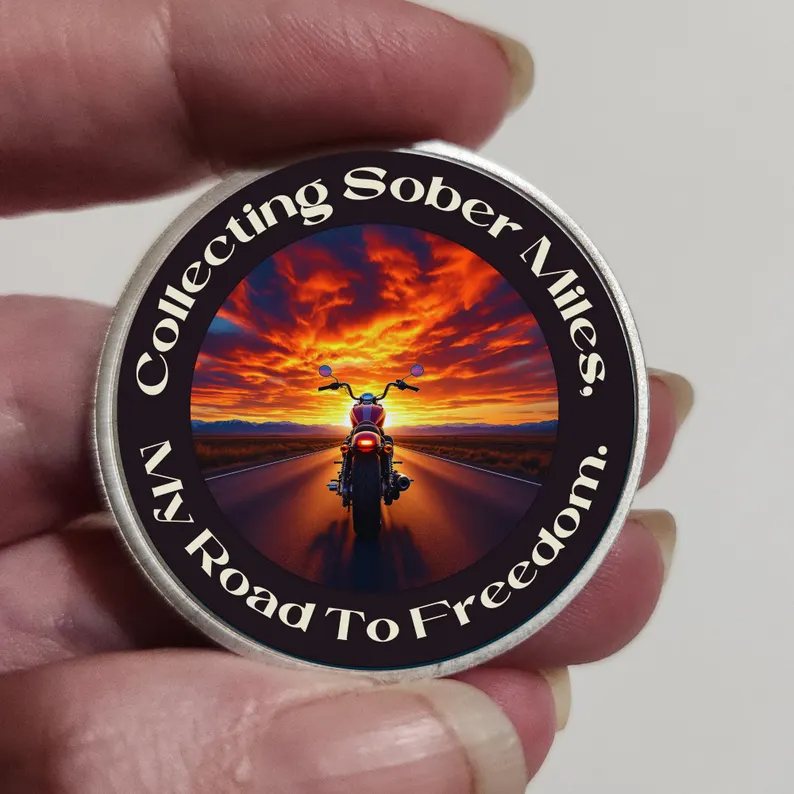 Sobriety Motorcycle Coin Personalized Custom Date