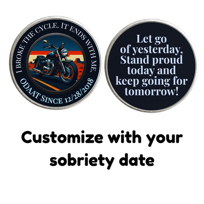 I Broke The Cycle Sobriety Coin With Personalized Custom Date