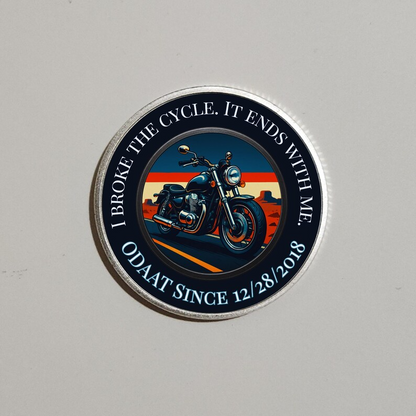 I Broke The Cycle Sobriety Coin With Personalized Custom Date