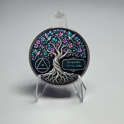 Hummingbird Recovery Flower Tree Coin ~ Silver Medallion