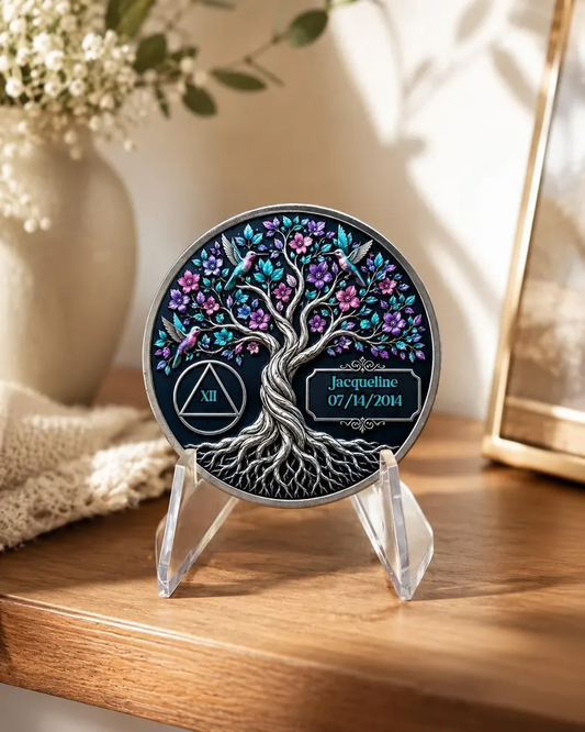 Hummingbird Recovery Flower Tree Coin ~ Silver Medallion