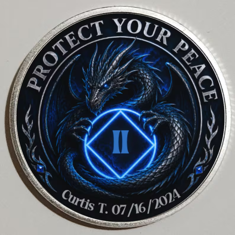 Protect Your Peace Dragon Recovery Coin ~ Silver Medallion