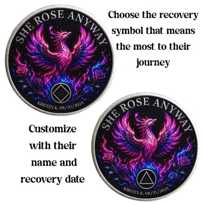 She Rose Anyway Recovery Coin ~ Silver Medallion