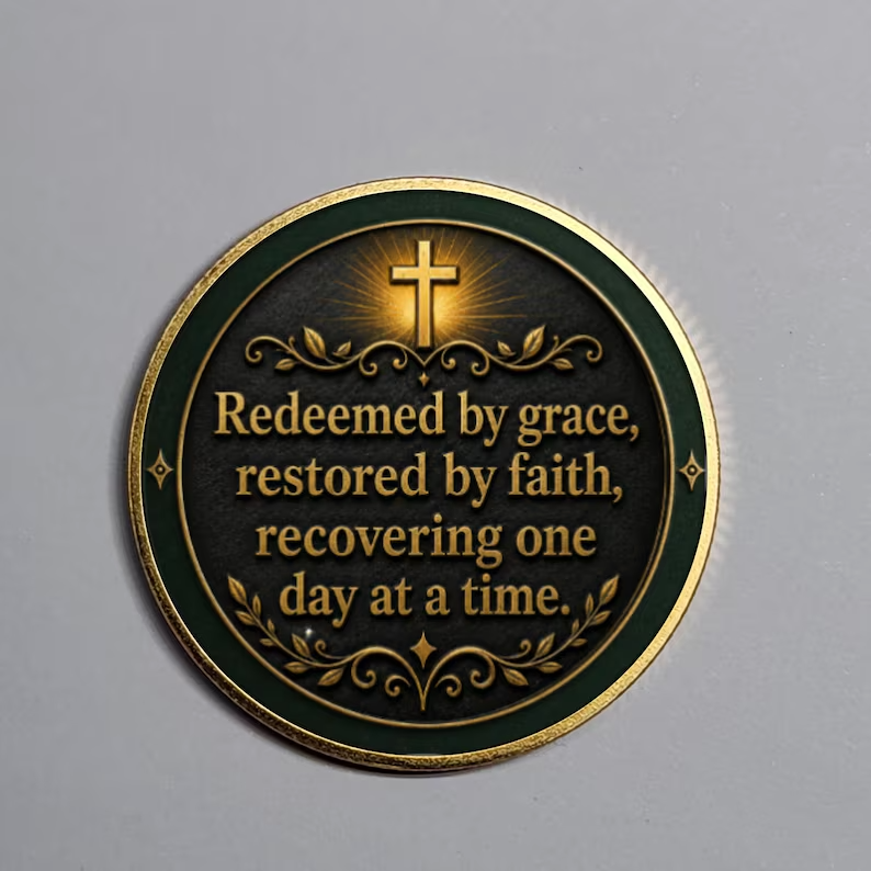 Custom Christian Recovery Coin, Years of Grace Clean and Sober Gift