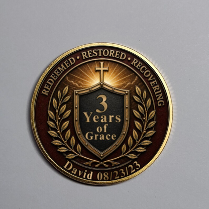 Custom Christian Recovery Coin, Years of Grace Clean and Sober Gift