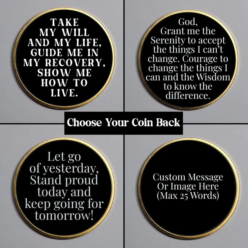 Gold Butterfly Personalized Recovery Coin ~ Clean and Sober Medallion