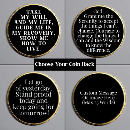 Gold Butterfly Personalized Recovery Coin ~ Clean and Sober Medallion