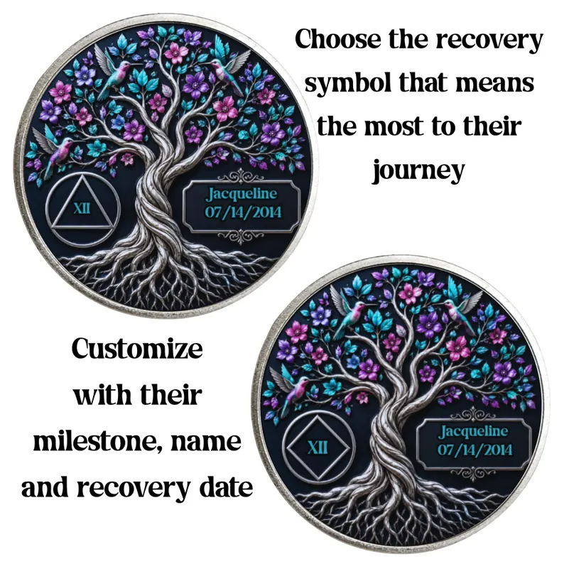 Hummingbird Recovery Flower Tree Coin ~ Silver Medallion