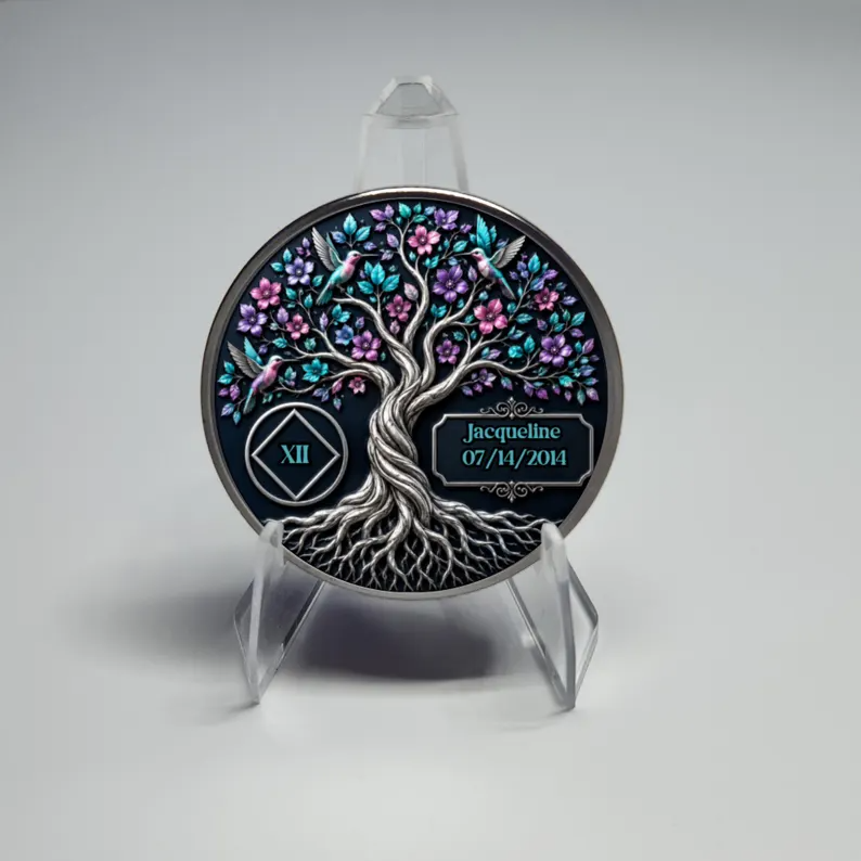 Hummingbird Recovery Flower Tree Coin ~ Silver Medallion