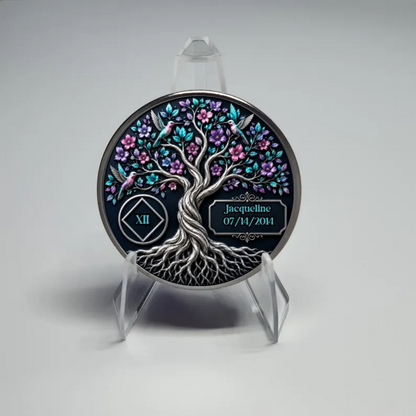 Hummingbird Recovery Flower Tree Coin ~ Silver Medallion