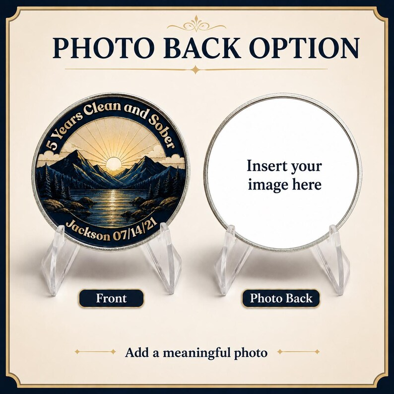 Custom Sunrise Mountain Recovery Milestone Coin ~ Silver Medallion