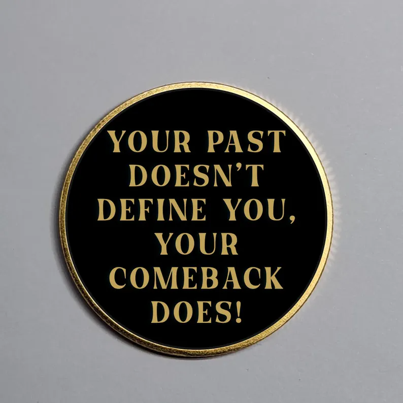 Gold Custom Recovery Medallion,  Mountain Stream Sunset
