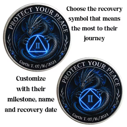 Protect Your Peace Dragon Recovery Coin ~ Silver Medallion