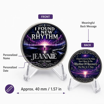 I Found A New Rhythm Recovery Coin ~ Silver Medallion