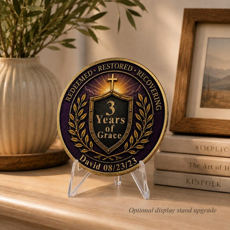 Custom Christian Recovery Coin, Years of Grace Clean and Sober Gift
