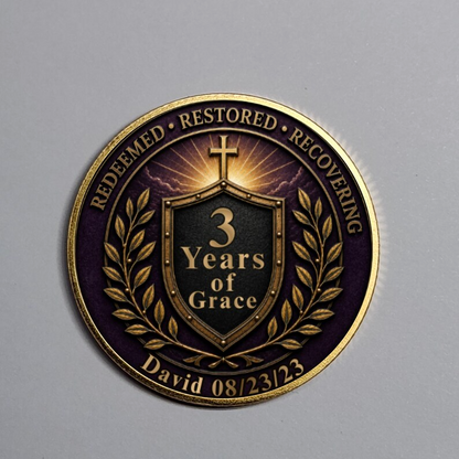 Custom Christian Recovery Coin, Years of Grace Clean and Sober Gift