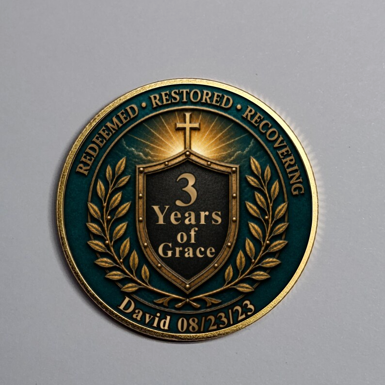 Custom Christian Recovery Coin, Years of Grace Clean and Sober Gift