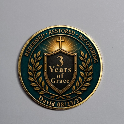 Custom Christian Recovery Coin, Years of Grace Clean and Sober Gift