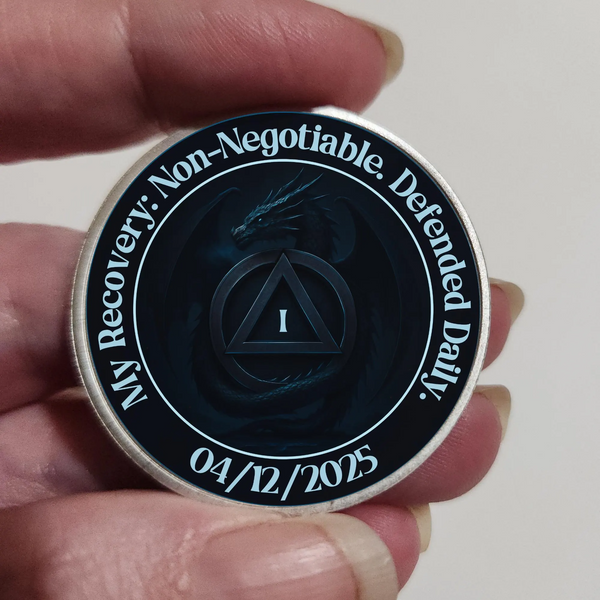 Round dark dragon-themed coin in hand with 'Non-Negotiable' and 04/12/2025