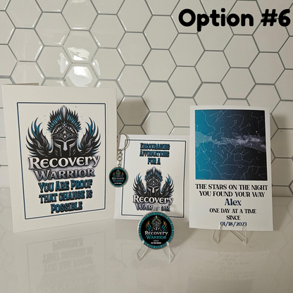 Recovery Warrior Custom Sobriety Coin Gift Set