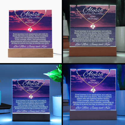LED Sobriety Gift with Necklace Bundle ~ Customize Sober Date and names