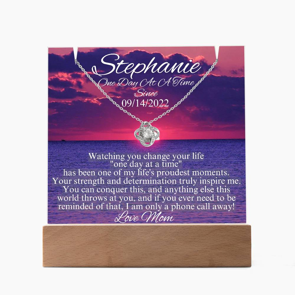 LED Sobriety Gift with Necklace Set ~ Customize Sober Date and names ~ Odaat for her