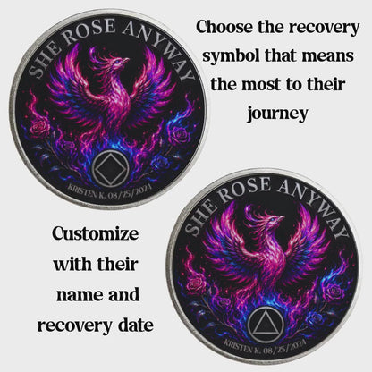 She Rose Anyway Recovery Coin ~ Silver Medallion