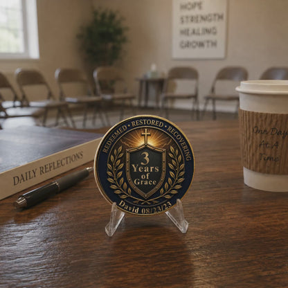 Custom Christian Recovery Coin, Years of Grace Clean and Sober Gift