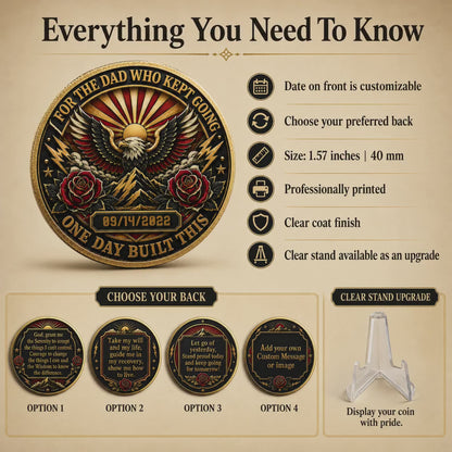 "For the dad who kept going" Custom Recovery Medallion Coin