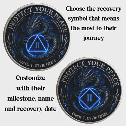 Protect Your Peace Dragon Recovery Coin ~ Silver Medallion