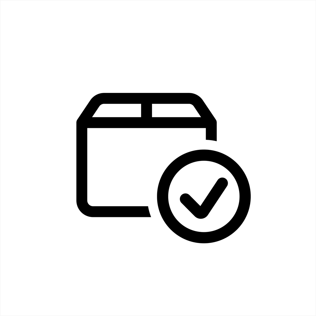 Package protection icon with check mark inside a circle