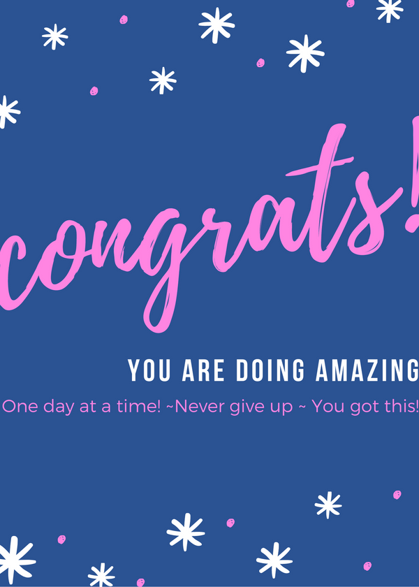 Congrats digital download card with pink script "congrats!" and white star sparkles.