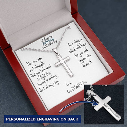 Sobriety Birthday Cross Necklace