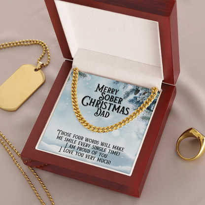 Gold Cuban link chain necklace with dog tag charm