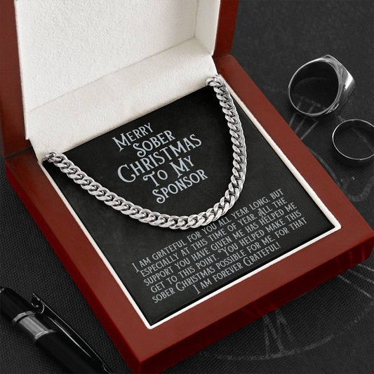 To My Sponsor Chain Necklace ~ Merry Sober Christmas Gift