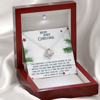Necklace in red gift box with heart-shaped cubic zirconia pendant and chain