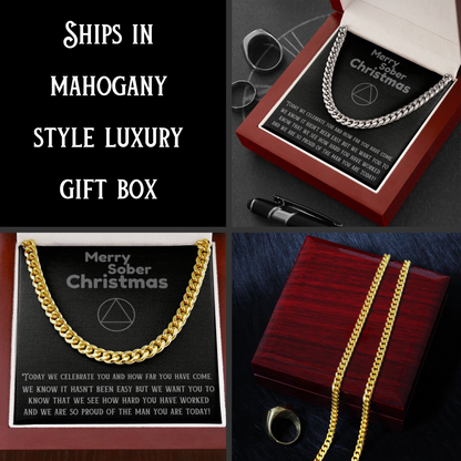 Cuban link chain necklaces in gift boxes, silver and gold tone