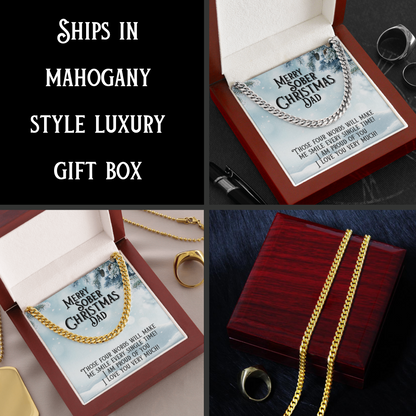 Gold Cuban link chain necklace in gift box with pendant